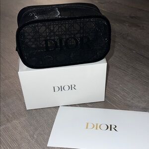 Dior Beauty Black Mesh Makeup Bag Cosmetic Pouch